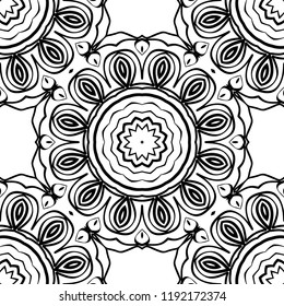 Floral Geometric Pattern with hand-drawing seamless. illustration. For fabric, textile, bandana, pillowcarpet print