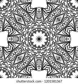 Floral Geometric Pattern with hand-drawing seamless. illustration. For fabric, textile, bandana, pillowcarpet print