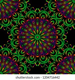Floral Geometric Pattern with hand-drawing seamless. illustration. For fabric, textile, bandana, pillowcarpet print