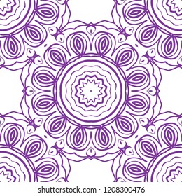 Floral Geometric Pattern with hand-drawing seamless. illustration. For fabric, textile, bandana, pillowcarpet print