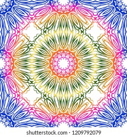 Floral Geometric Pattern with hand-drawing seamless. illustration. For fabric, textile, bandana, pillowcarpet print