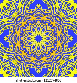 Floral Geometric Pattern with hand-drawing seamless. illustration. For fabric, textile, bandana, pillowcarpet print