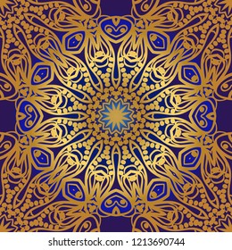 Floral Geometric Pattern with hand-drawing seamless. illustration. For fabric, textile, bandana, pillowcarpet print