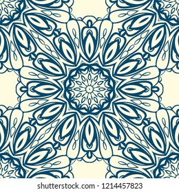 Floral Geometric Pattern with hand-drawing seamless. illustration. For fabric, textile, bandana, pillowcarpet print