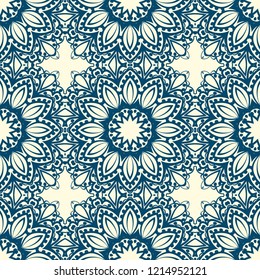 Floral Geometric Pattern with hand-drawing seamless. illustration. For fabric, textile, bandana, pillowcarpet print