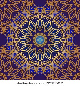 Floral Geometric Pattern with hand-drawing seamless. illustration. For fabric, textile, bandana, pillowcarpet print