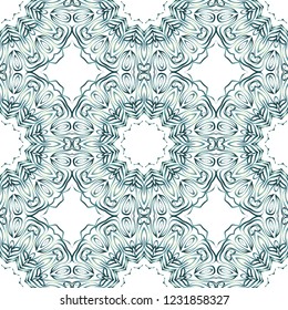 Floral Geometric Pattern with hand-drawing seamless. illustration. For fabric, textile, bandana, pillowcarpet print