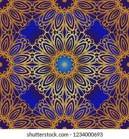 Floral Geometric Pattern with hand-drawing seamless. illustration. For fabric, textile, bandana, pillowcarpet print