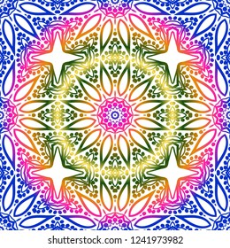 Floral Geometric Pattern with hand-drawing seamless. illustration. For fabric, textile, bandana, pillowcarpet print