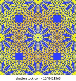 Floral Geometric Pattern with hand-drawing seamless. illustration. For fabric, textile, bandana, pillowcarpet print