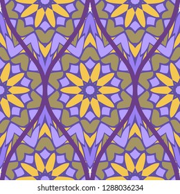 Floral Geometric Pattern With Hand-Drawing Seamless. Vector illustration. Brown pink purple color.