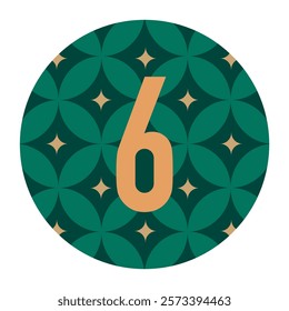 Floral Geometric Pattern with Highlighted Number 6 for Fresh and Creative Projects