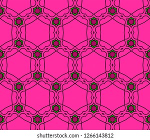 Floral Geometric Pattern. Seamless Texture Color Background. Element For Design. Vector Illustration. Neon color.