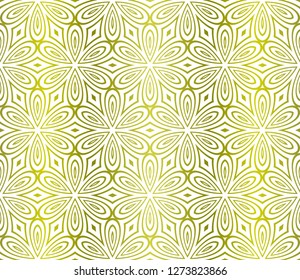 Floral Geometric Pattern. Seamless Texture Yellow Color Background. Element For Design. Vector Illustration.