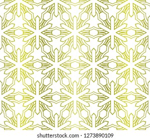 Floral Geometric Pattern. Seamless Texture Yellow Color Background. Element For Design. Vector Illustration.