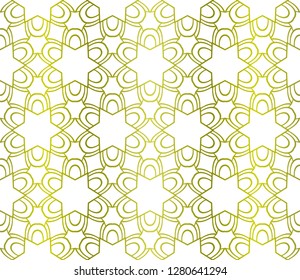 Floral Geometric Pattern. Seamless Texture Yellow Color Background. Element For Design. Vector Illustration.
