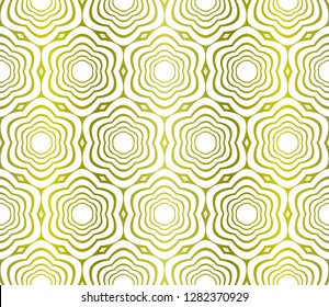 Floral Geometric Pattern. Seamless Texture Yellow Color Background. Element For Design. Vector Illustration.