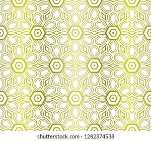 Floral Geometric Pattern. Seamless Texture Yellow Color Background. Element For Design. Vector Illustration.