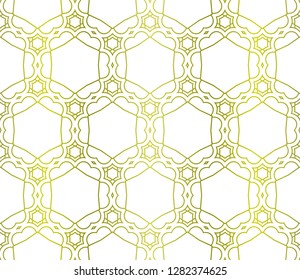 Floral Geometric Pattern. Seamless Texture Yellow Color Background. Element For Design. Vector Illustration.