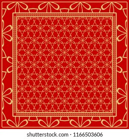 Floral Geometric Pattern. vector illustration. For fabric, textile, bandana, scarg, print.