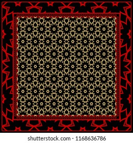 Floral Geometric Pattern. vector illustration. For fabric, textile, bandana, scarg, print.