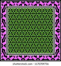 Floral Geometric Pattern. vector illustration. For fabric, textile, bandana, scarg, print