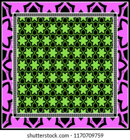 Floral Geometric Pattern. vector illustration. For fabric, textile, bandana, scarg, print