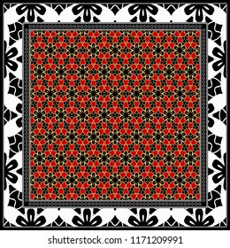 Floral Geometric Pattern. vector illustration. For fabric, textile, bandana, scarg, print