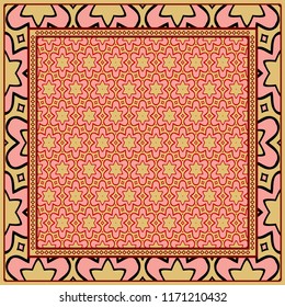 Floral Geometric Pattern. vector illustration. For fabric, textile, bandana, scarg, print