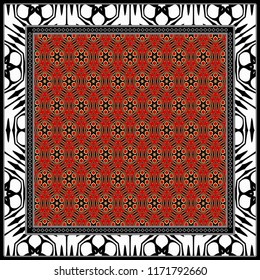 Floral Geometric Pattern. vector illustration. For fabric, textile, bandana, scarg, print
