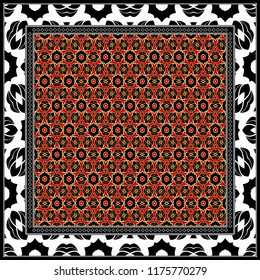 Floral Geometric Pattern. vector illustration. For fabric, textile, bandana, scarg, print