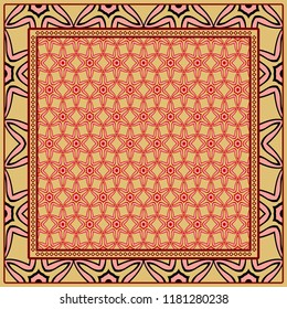 Floral Geometric Pattern. vector illustration. For fabric, textile, bandana, scarg, print