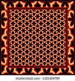 Floral Geometric Pattern. vector illustration. For fabric, textile, bandana, scarg, print