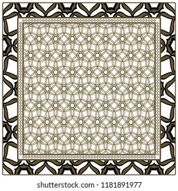 Floral Geometric Pattern. vector illustration. For fabric, textile, bandana, scarg, print