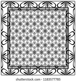 Floral Geometric Pattern. vector illustration. For fabric, textile, bandana, scarg, print