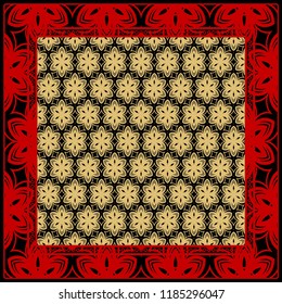 Floral Geometric Pattern. vector illustration. For fabric, textile, bandana, scarg, print