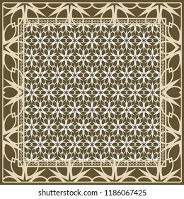 Floral Geometric Pattern. vector illustration. For fabric, textile, bandana, scarg, print