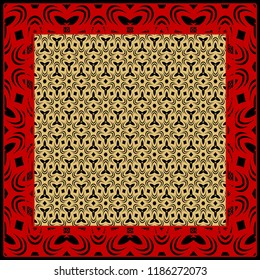 Floral Geometric Pattern. vector illustration. For fabric, textile, bandana, scarg, print