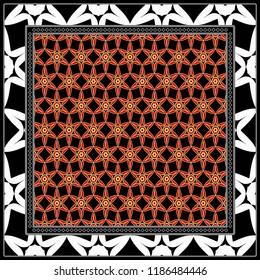 Floral Geometric Pattern. vector illustration. For fabric, textile, bandana, scarg, print