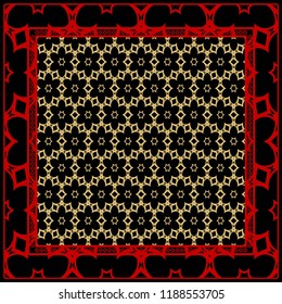 Floral Geometric Pattern. vector illustration. For fabric, textile, bandana, scarg, print