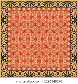 Floral Geometric Pattern. vector illustration. For fabric, textile, bandana, scarg, print