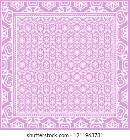 Floral Geometric Pattern. Vector illustration. For fabric, textile, bandana, scarg, print