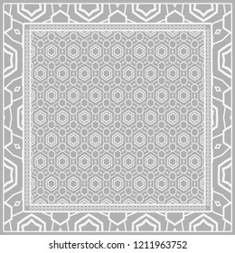 Floral Geometric Pattern. Vector illustration. For fabric, textile, bandana, scarg, print