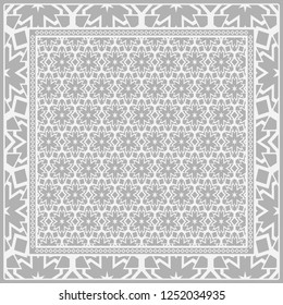 Floral Geometric Pattern. Vector illustration. For fabric, textile, bandana, scarg, print