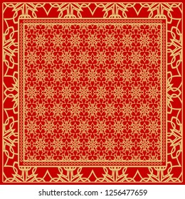 Floral Geometric Pattern. Vector illustration. For fabric, textile, bandana, scarg, print