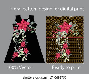 Floral and geometric patterned digital print clothing design