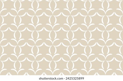 Floral geometric seamless pattern. beige and white ornament. Fabric for ornament, wallpaper, packaging, vector background.