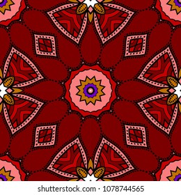 Floral Geometric seamless pattern. Decorative art deco style. Vector illustration for design, scrapbooking, fashion print