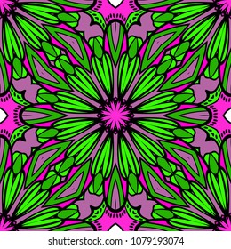 Floral Geometric seamless pattern. Decorative art deco style. Vector illustration for design, scrapbooking, fashion print