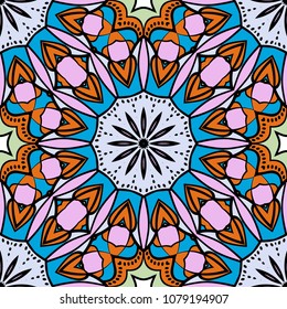 Floral Geometric seamless pattern. Decorative art deco style. Vector illustration for design, scrapbooking, fashion print